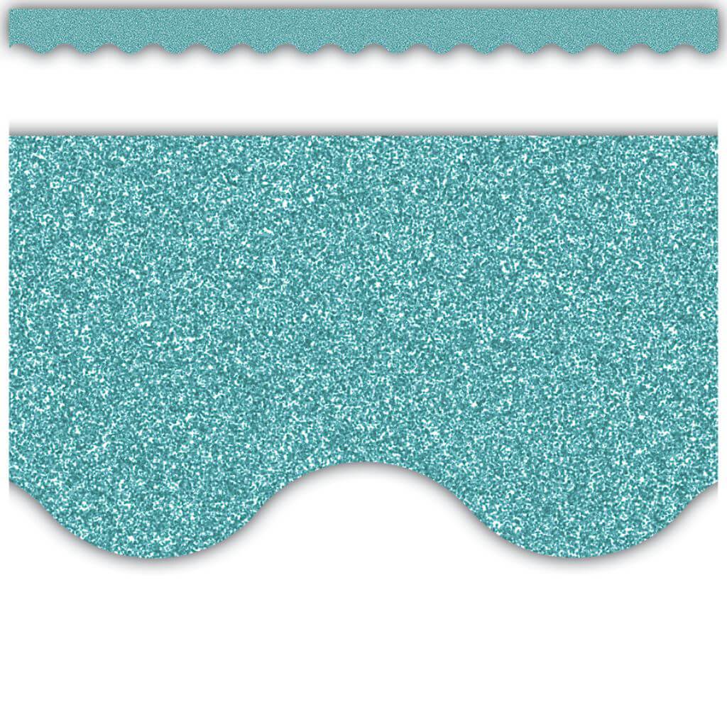 Scalloped Border Trim Ice Blue Glitz