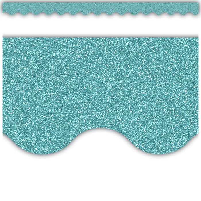 Scalloped Border Trim Ice Blue Glitz