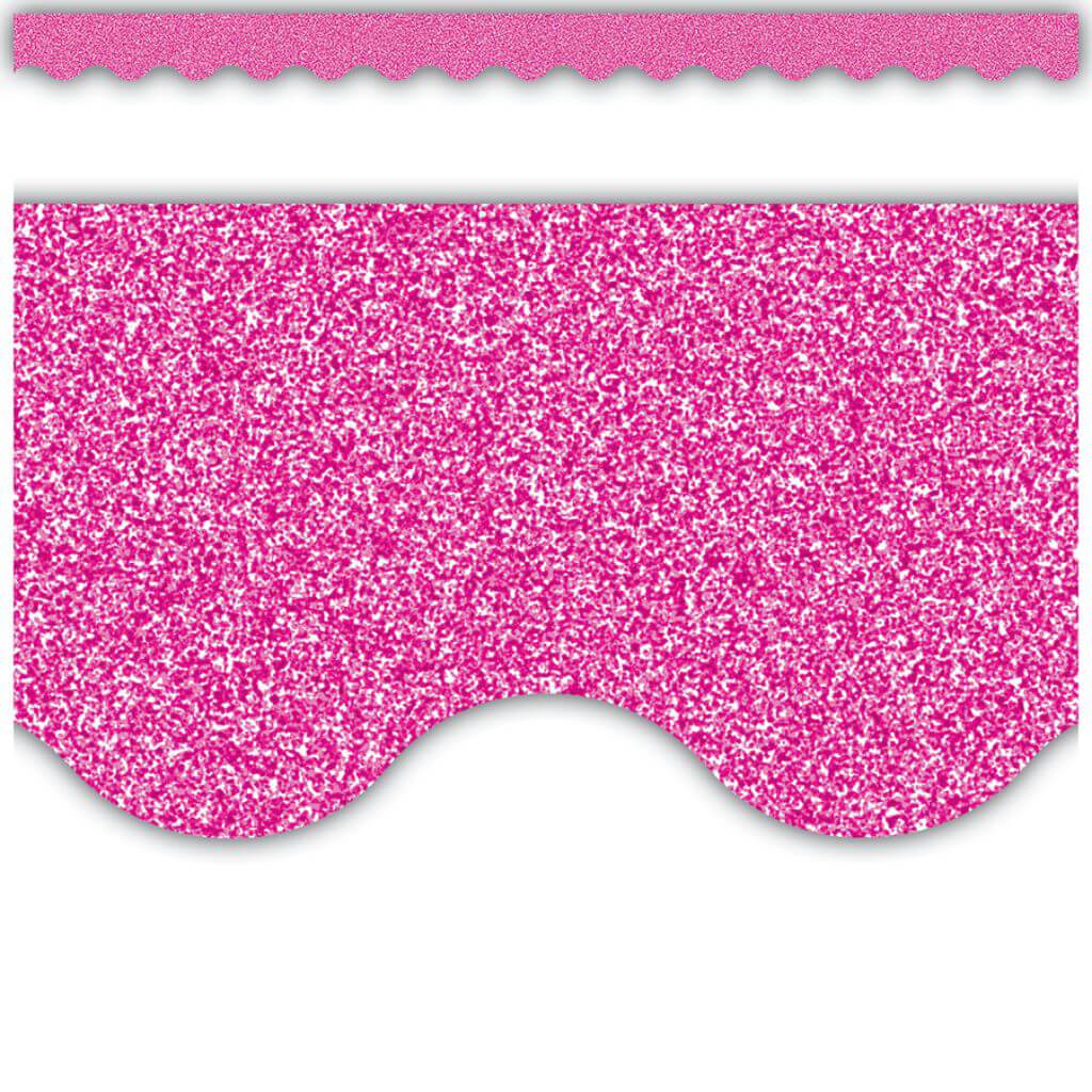 Scalloped Border Trim Pink Glitz