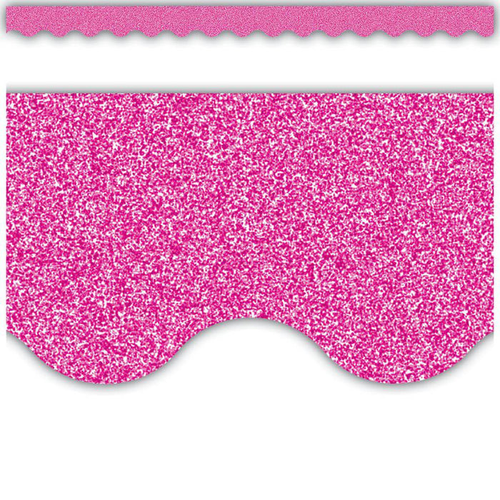 Scalloped Border Trim Pink Glitz