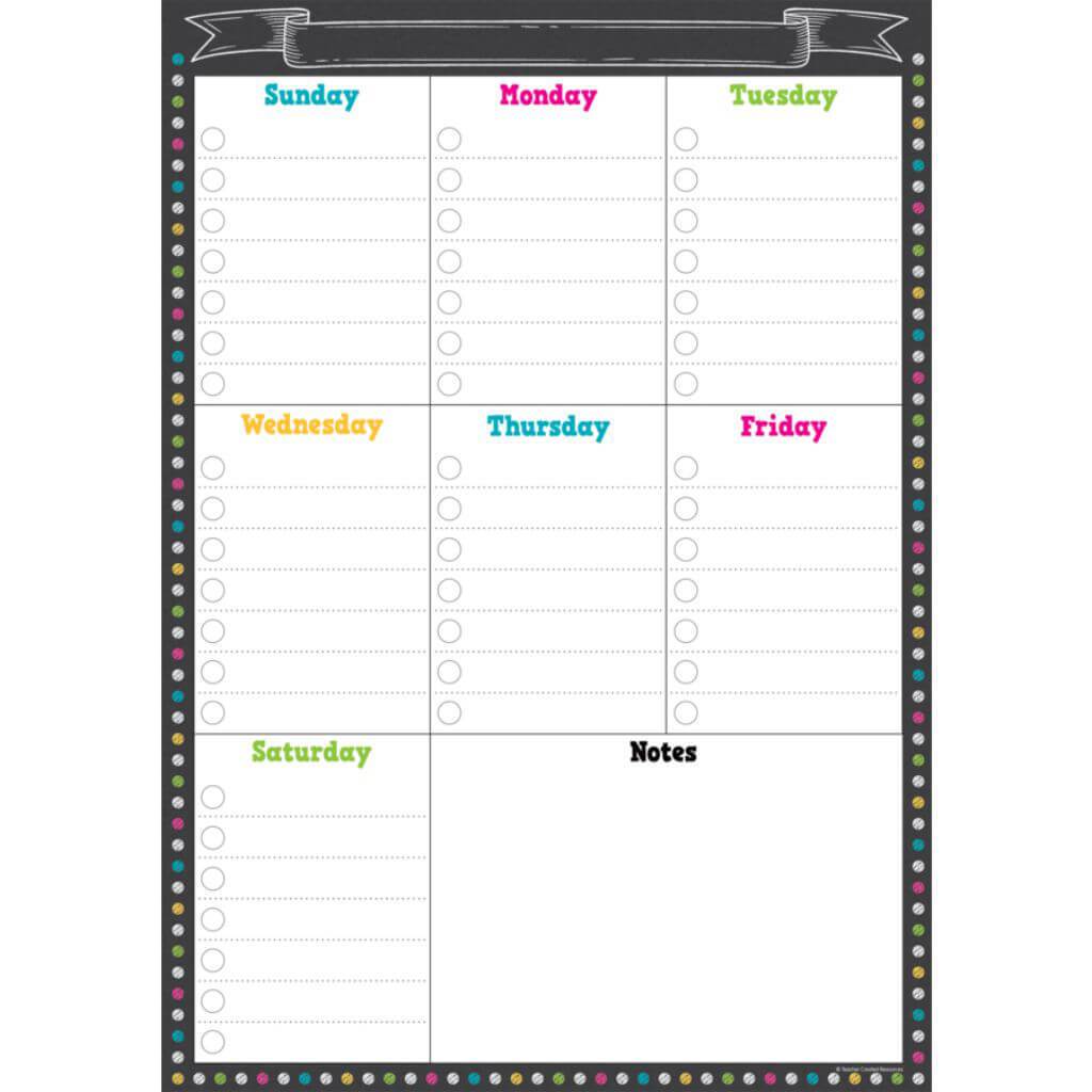 Chalkboard Weekly Schedule Clingy Thingies Brights