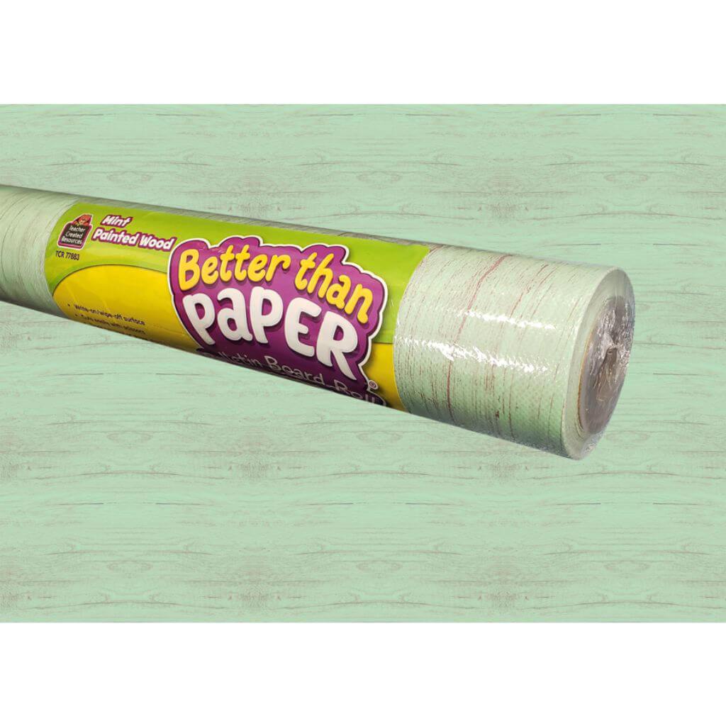 Better Than Paper Bulletin Board Roll Wood Painted Mint, 4ft x 12ft