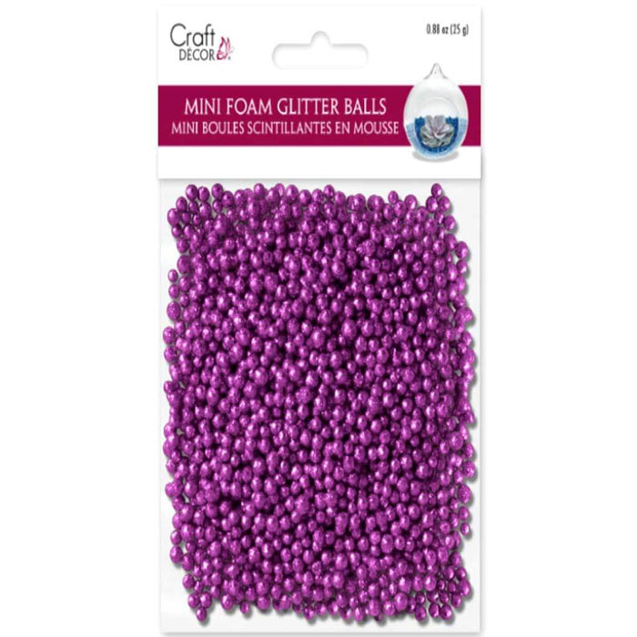 Mini Foam Glitter Balls 5mm Purple