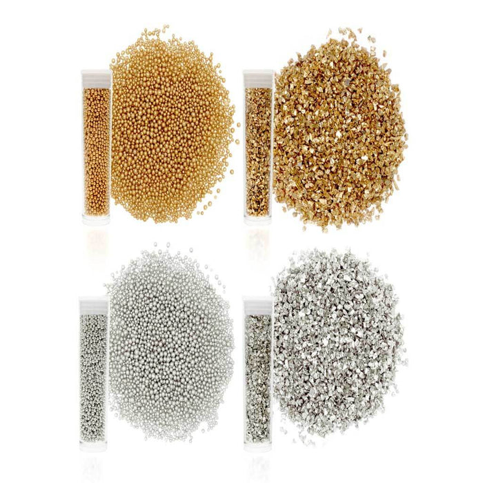 Micro Beads & Deco Flakes Accent Vials Gold/Silver