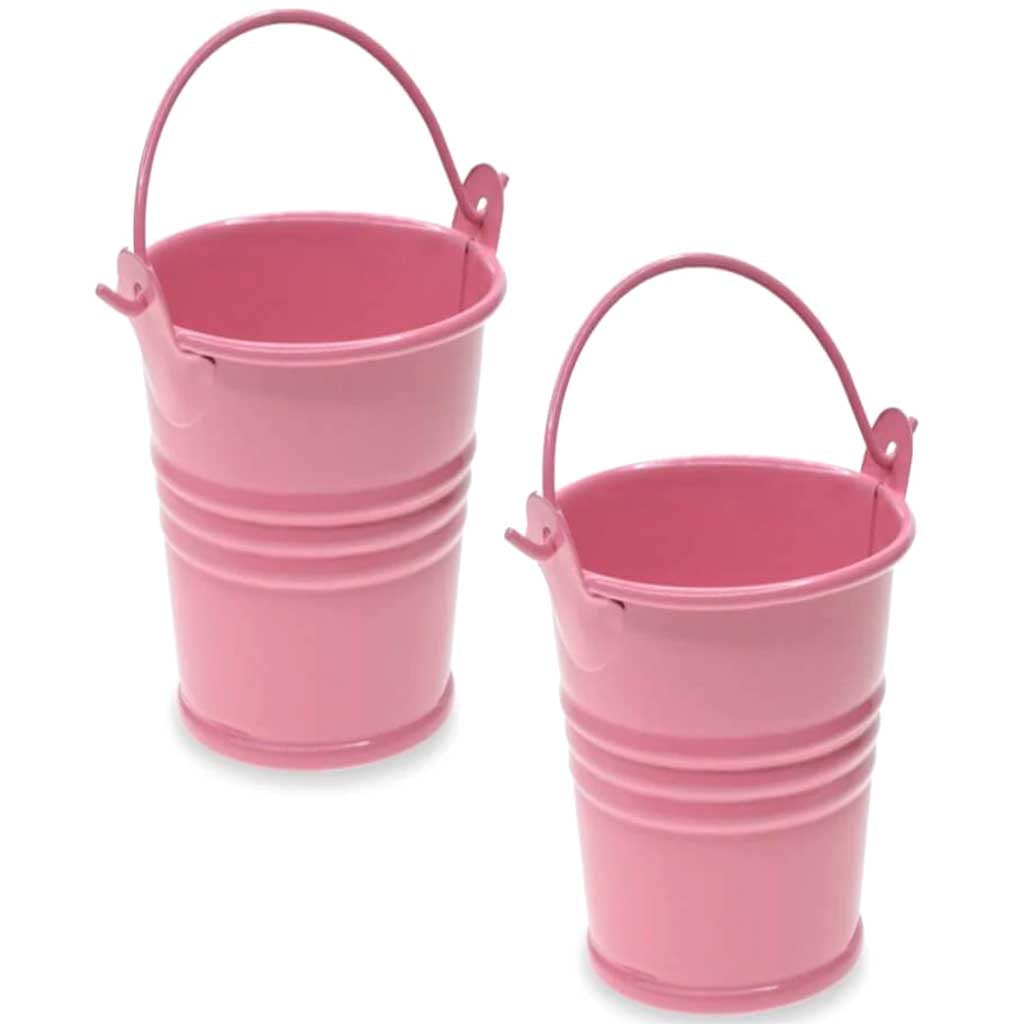 Mini Metal Bucket 2pc Pink
