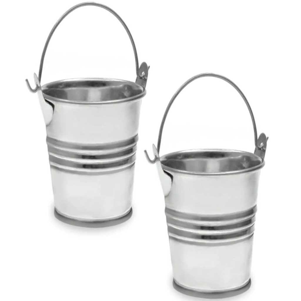 Mini Metal Bucket 2pc Silver