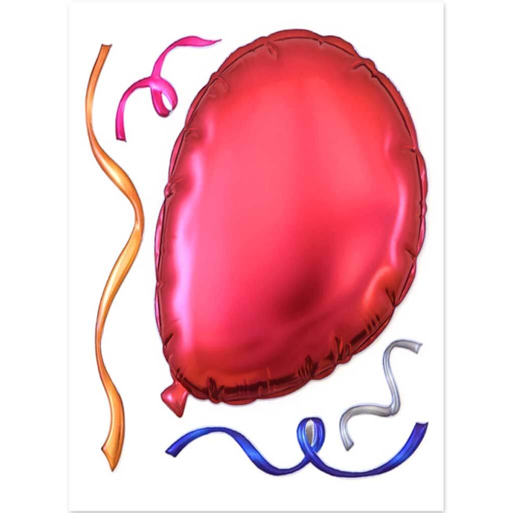 Balloon Blast Wall Stickers Classic 7.1in x 6.88in Red