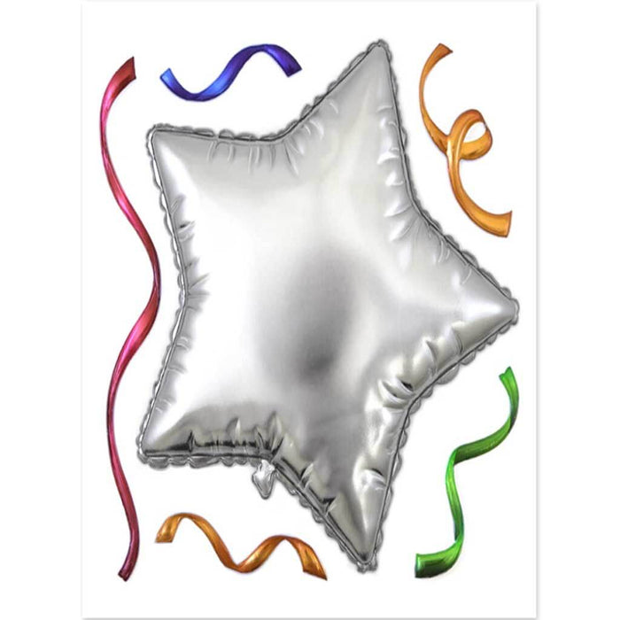 Balloon Blast Wall Stickers Star 7.1in x 6.88in Silver