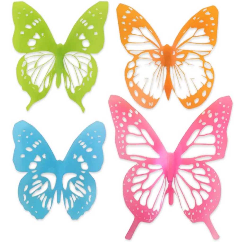 3D Butterfly X4 Wall Stickers Pastel 8.2in x 8.2in