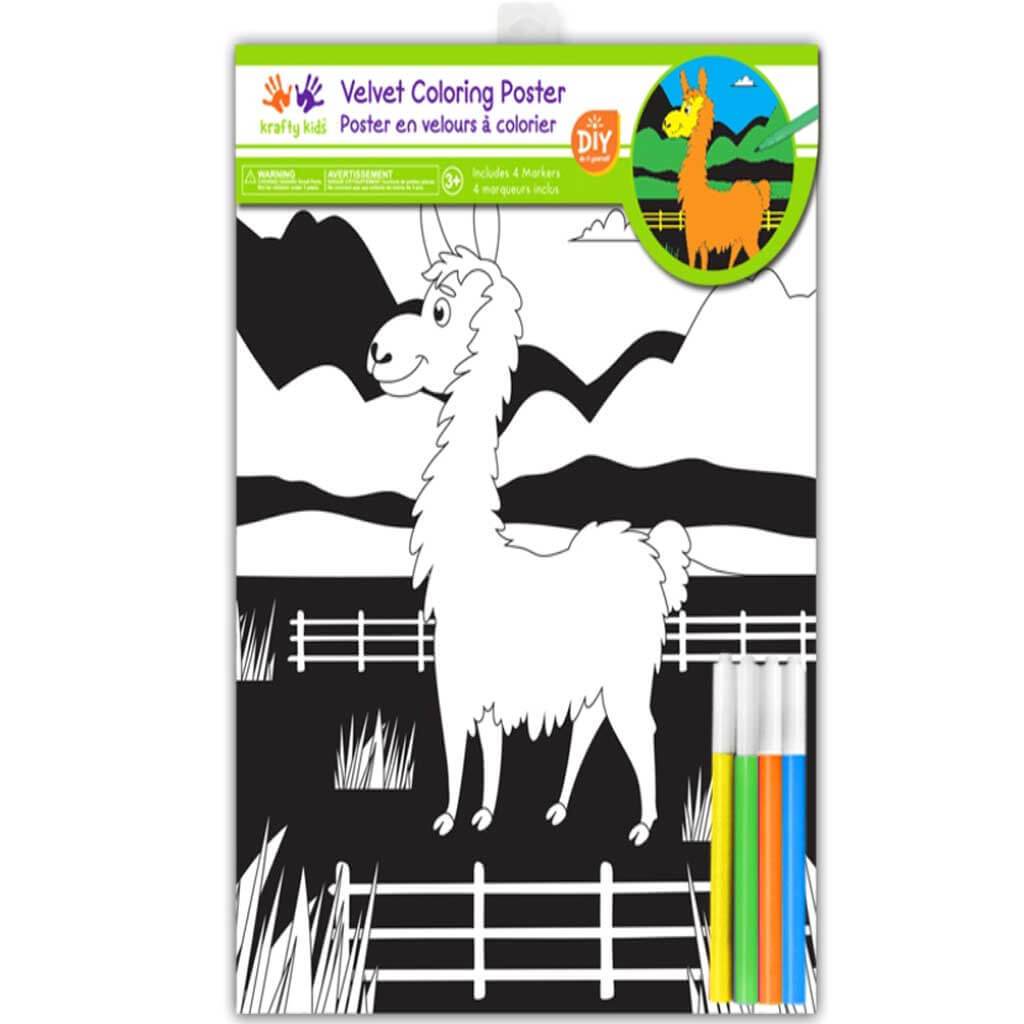 Velvet DIY Coloring Poster Llama with 4 Markers