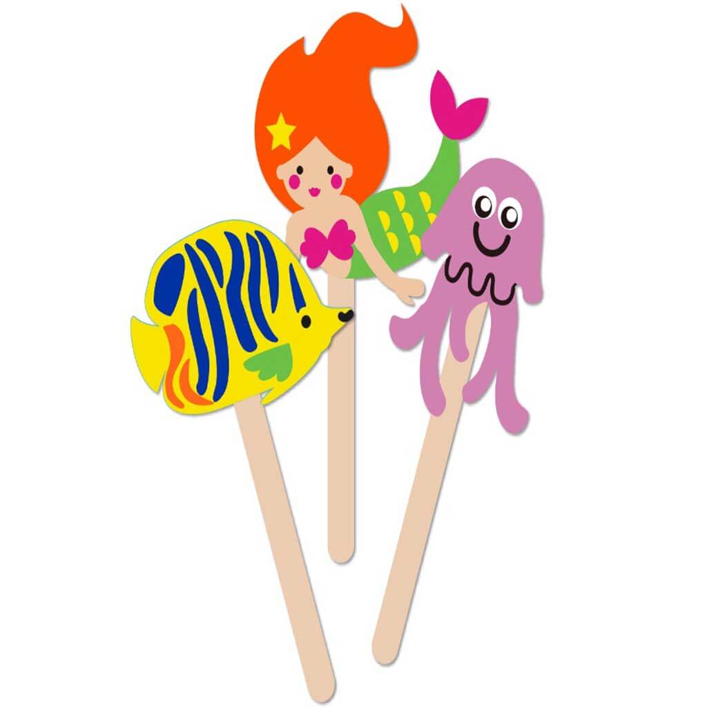 DIY Foam Character Stick Puppets X3 Ocean Wonders