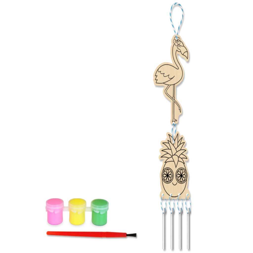 Diy Wood Wind Chime Kit Tropicana with Paints &amp; Brush