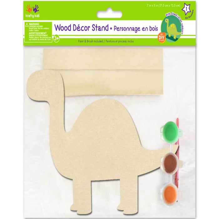 DIY Wood Stand-Ups Dinosaur with 3 Paint Pots+Brush 18 x 15cm