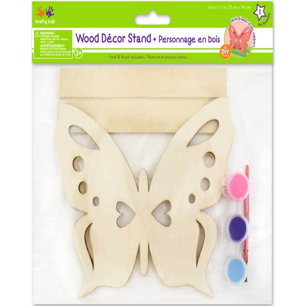 DIY Wood Stand-Ups Butterfly with 3 Paint Pots+Brush 18 x 15cm