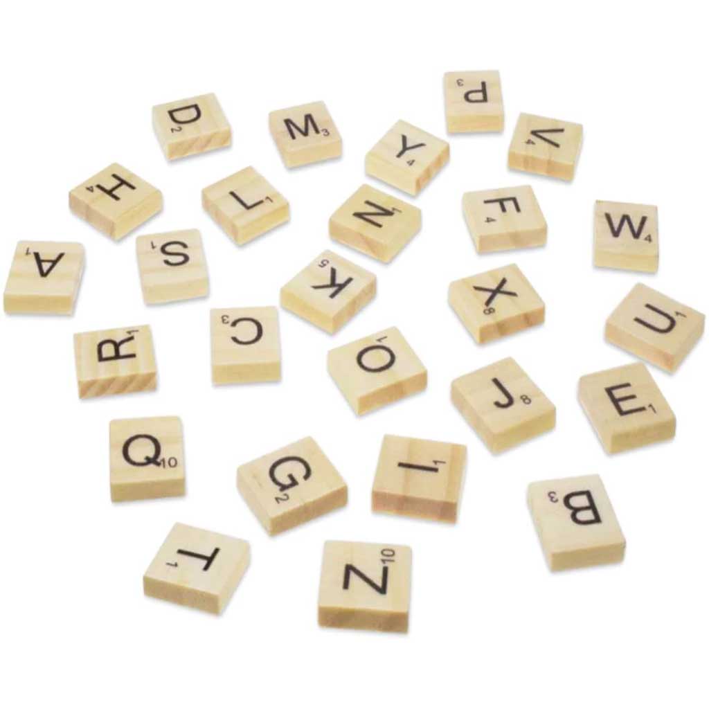 Letter Tiles 26/Pk Natural1.8 x 2cm