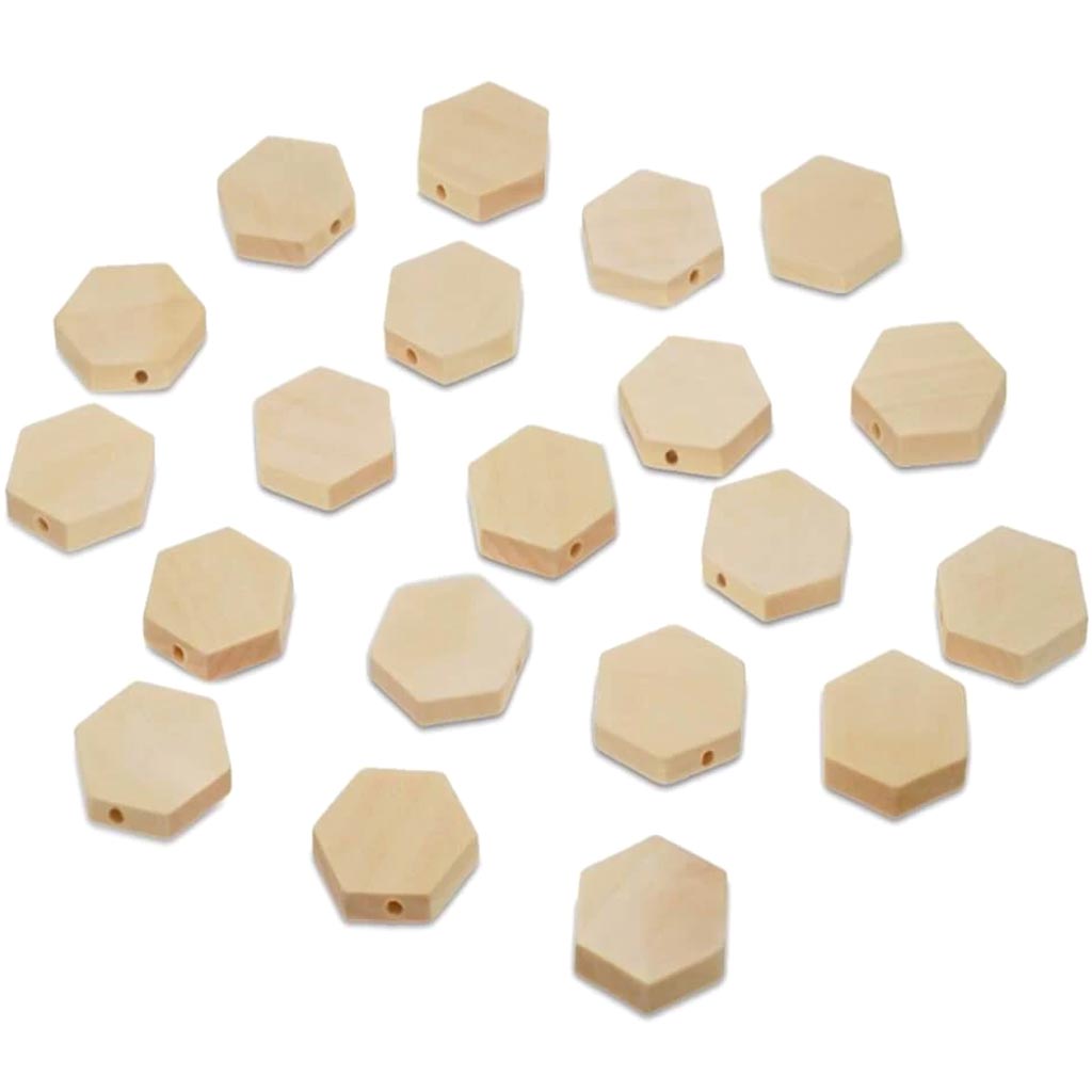 Shaped Beads 20pc Natural Hexagon