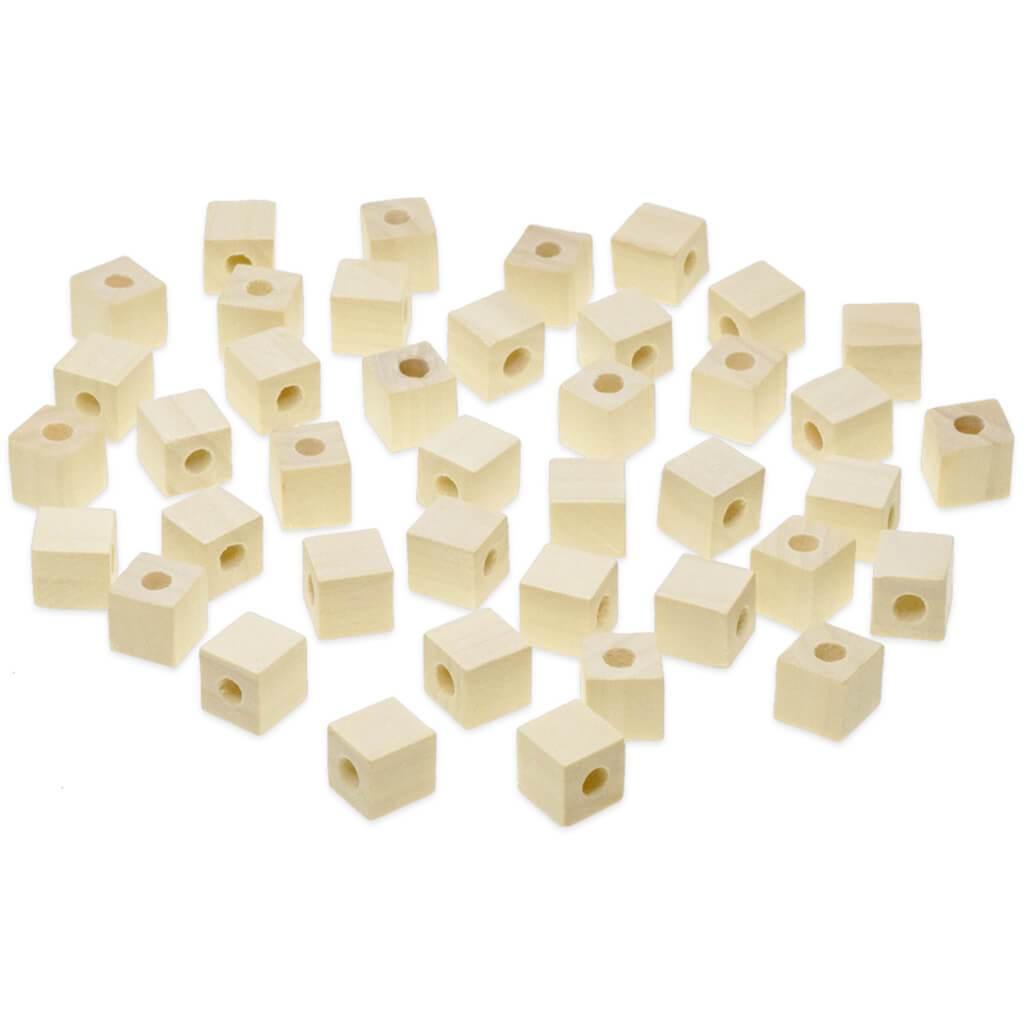 Cube Beads 40/Pk Natural 12mm