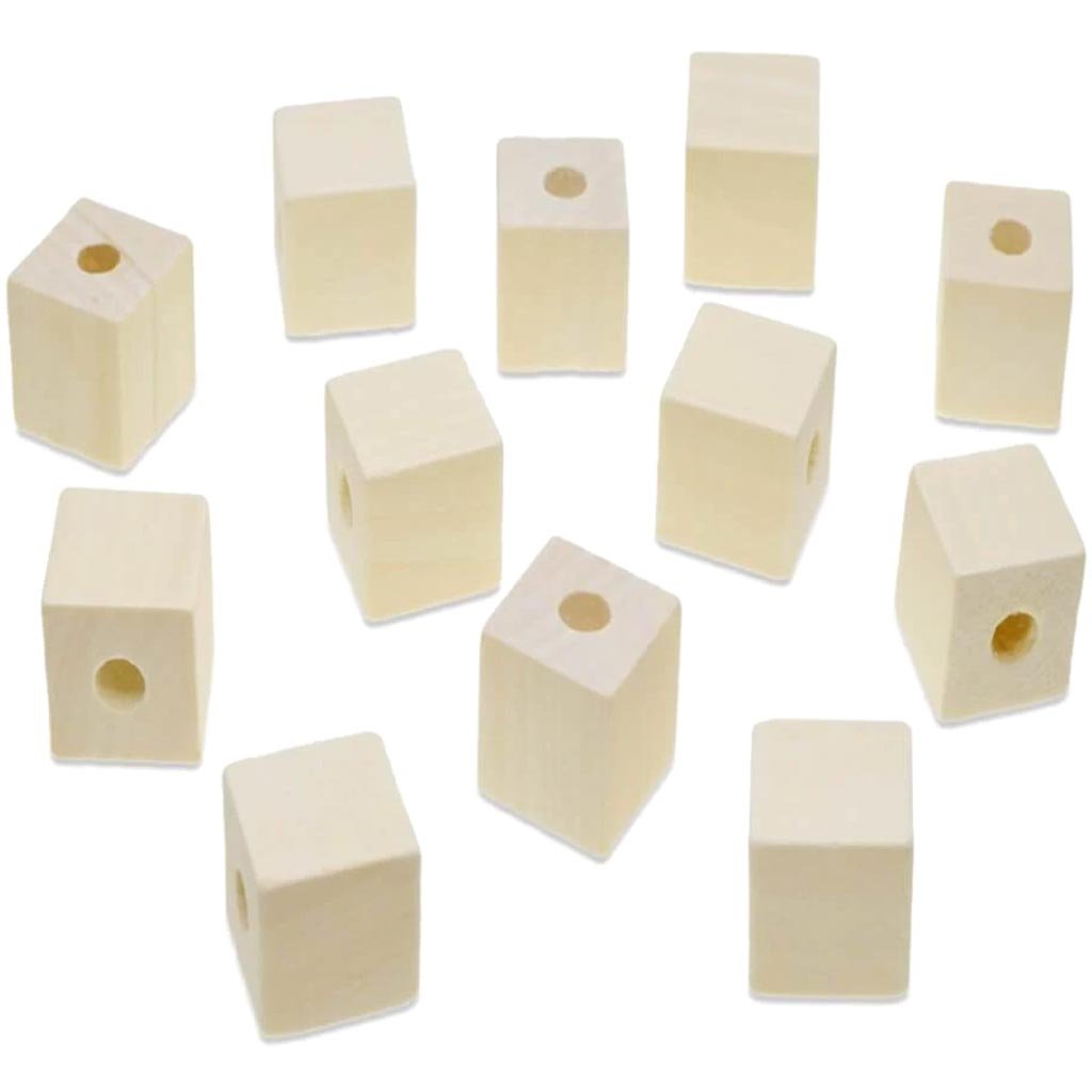 Cube Beads 12/Pk Natural 20mm