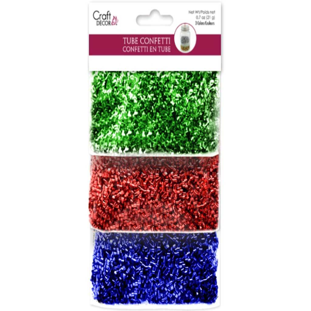 Tube Confetti 7G X3 Pouches Green/Red/Blue 21G
