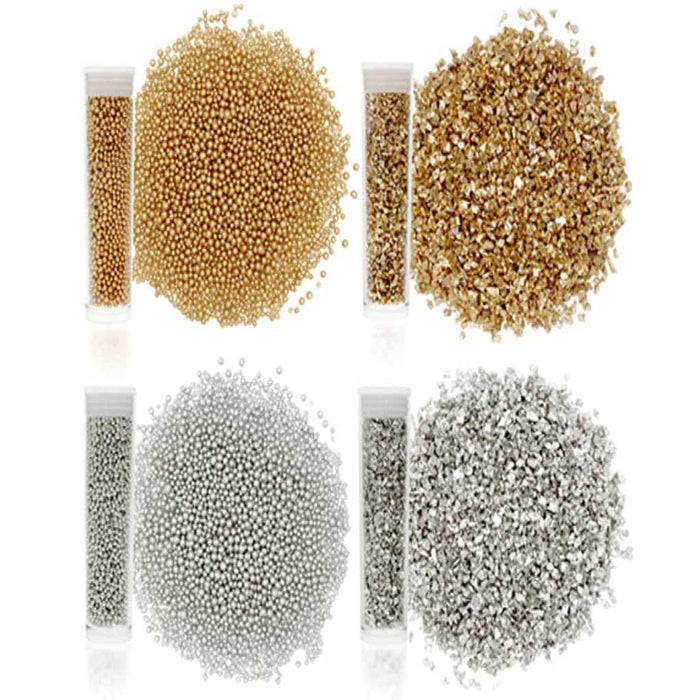 Micro Bead & Deco Flake Accent Vials 6G/Vial Gold/Silver 24G