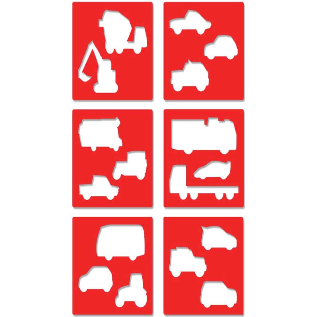 Stencil Value Pack 6pc Mighty Machines 12 x 11cm