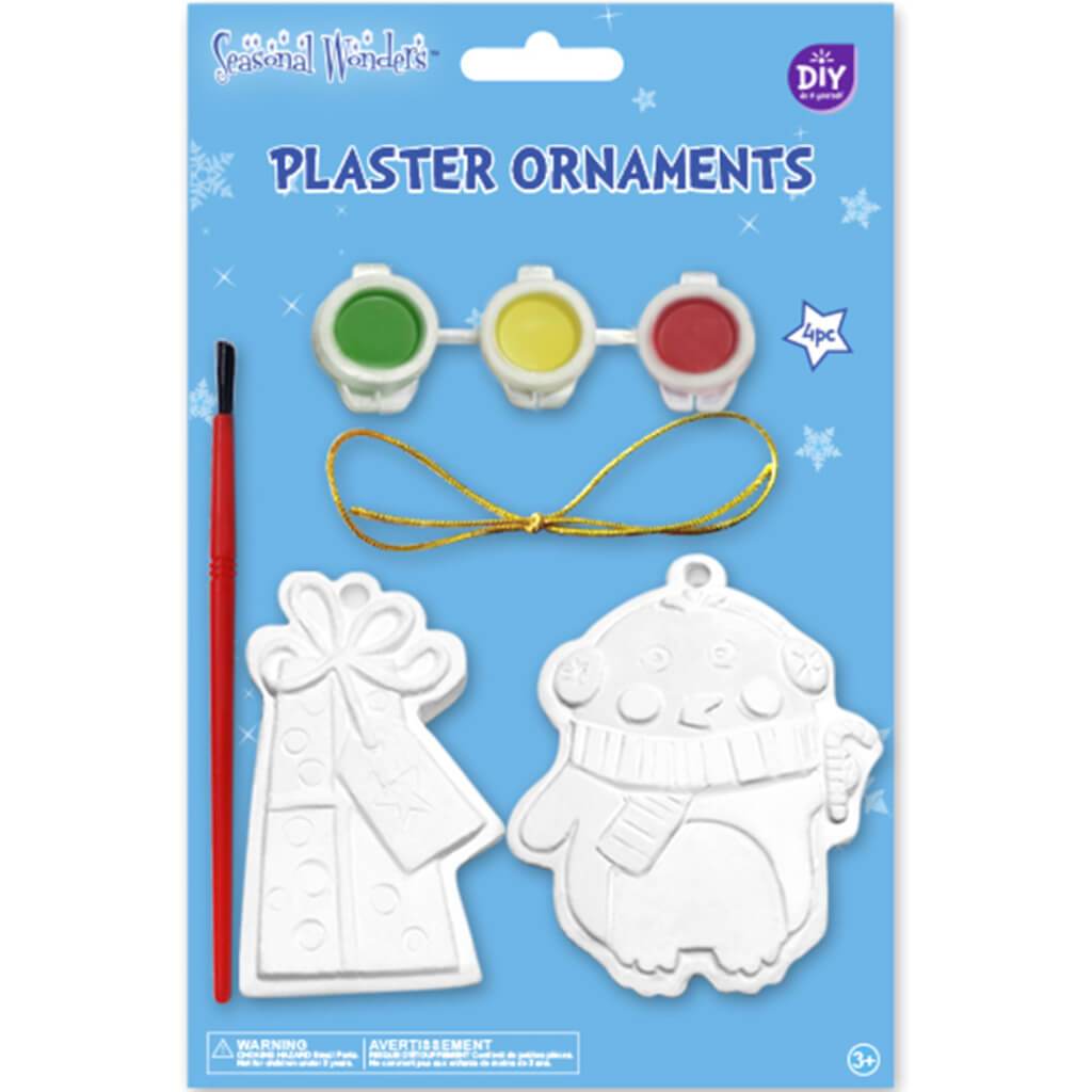 Diy Plaster Ornaments with Brush Paints Assortment