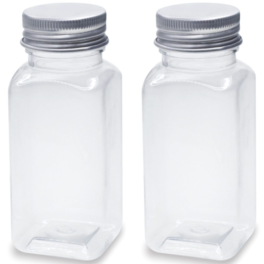 DIY Square Jar 2pc with Alum Screw Top 110ml 4.5 x 8cm
