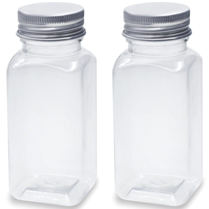DIY Square Jar 2pc with Alum Screw Top 110ml 4.5 x 8cm