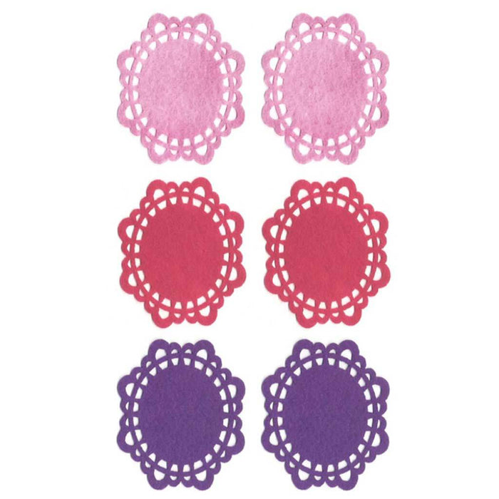 Felt Doilies X6 Asst Glam 2.75in