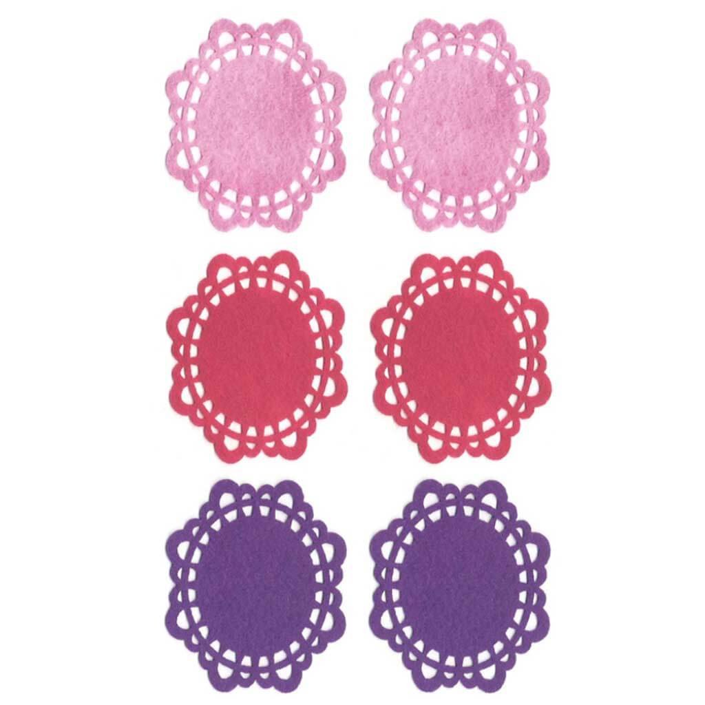 Felt Doilies X6 Asst Glam 2.75in