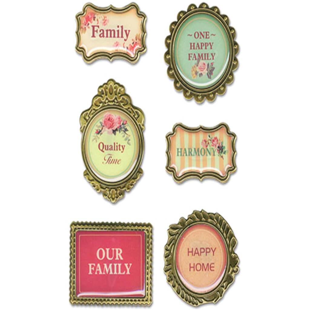 Antique Metal Tags Self-Stick Our Family 11.5 x 16cm