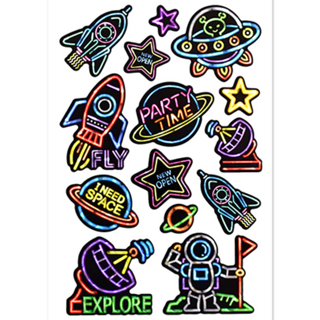 Paper Craft Sticker Holographic Outer Space 5.5 x 8.25 Neon