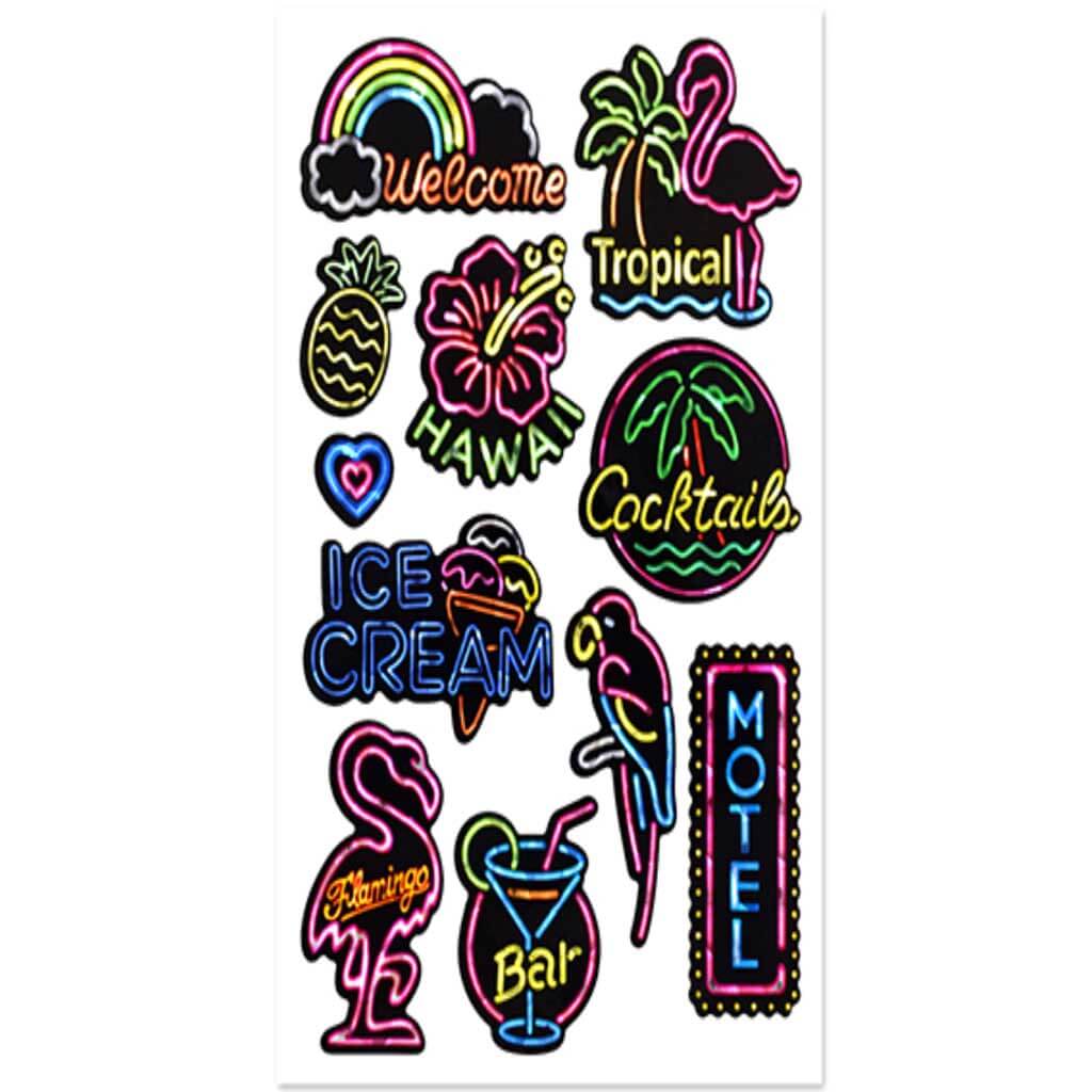 Paper Craft Sticker Holographic Flamingo 5.5 x 8.25 Neon