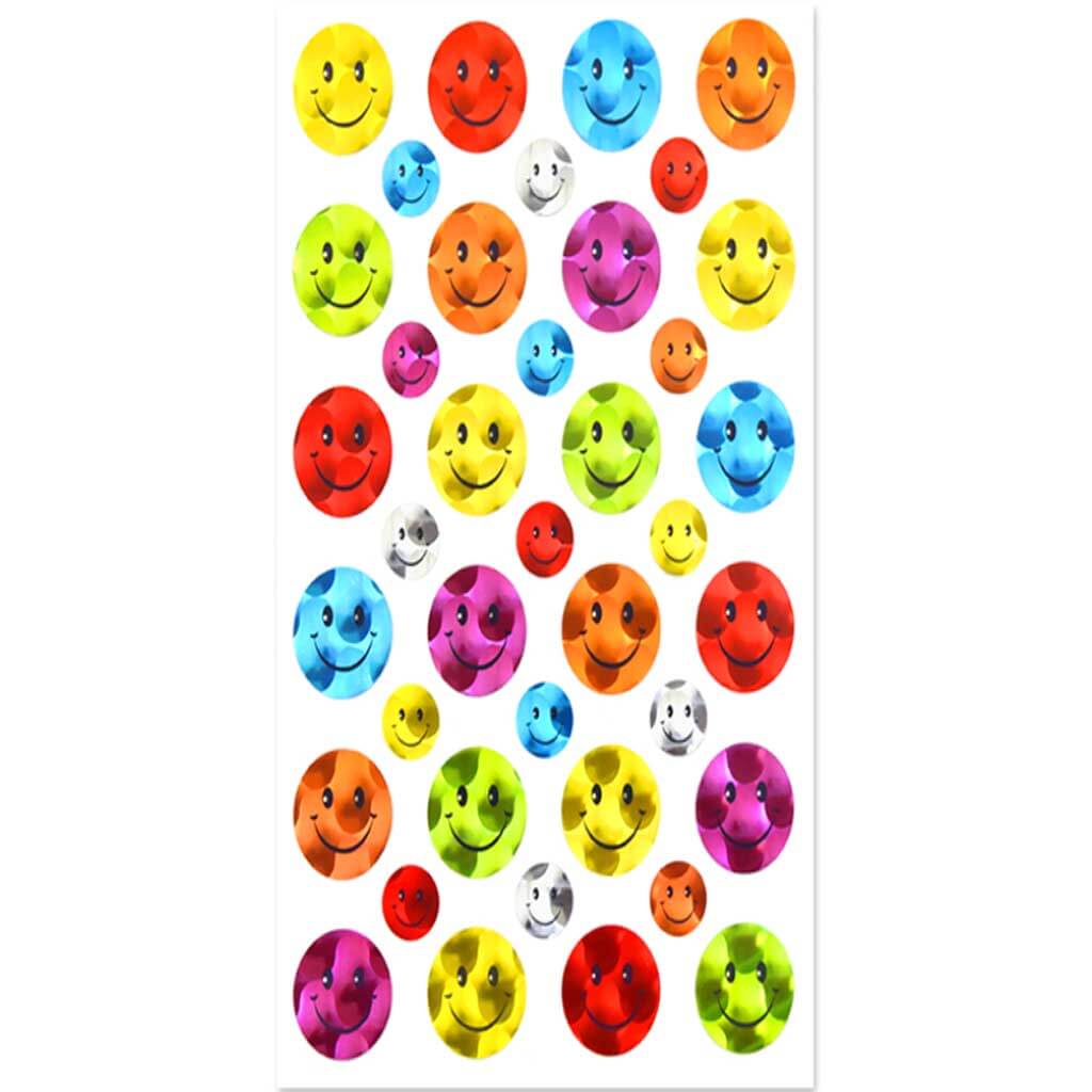 Paper Craft Sticker Holographic Icons Smiley Face1 5.5 x 8.25