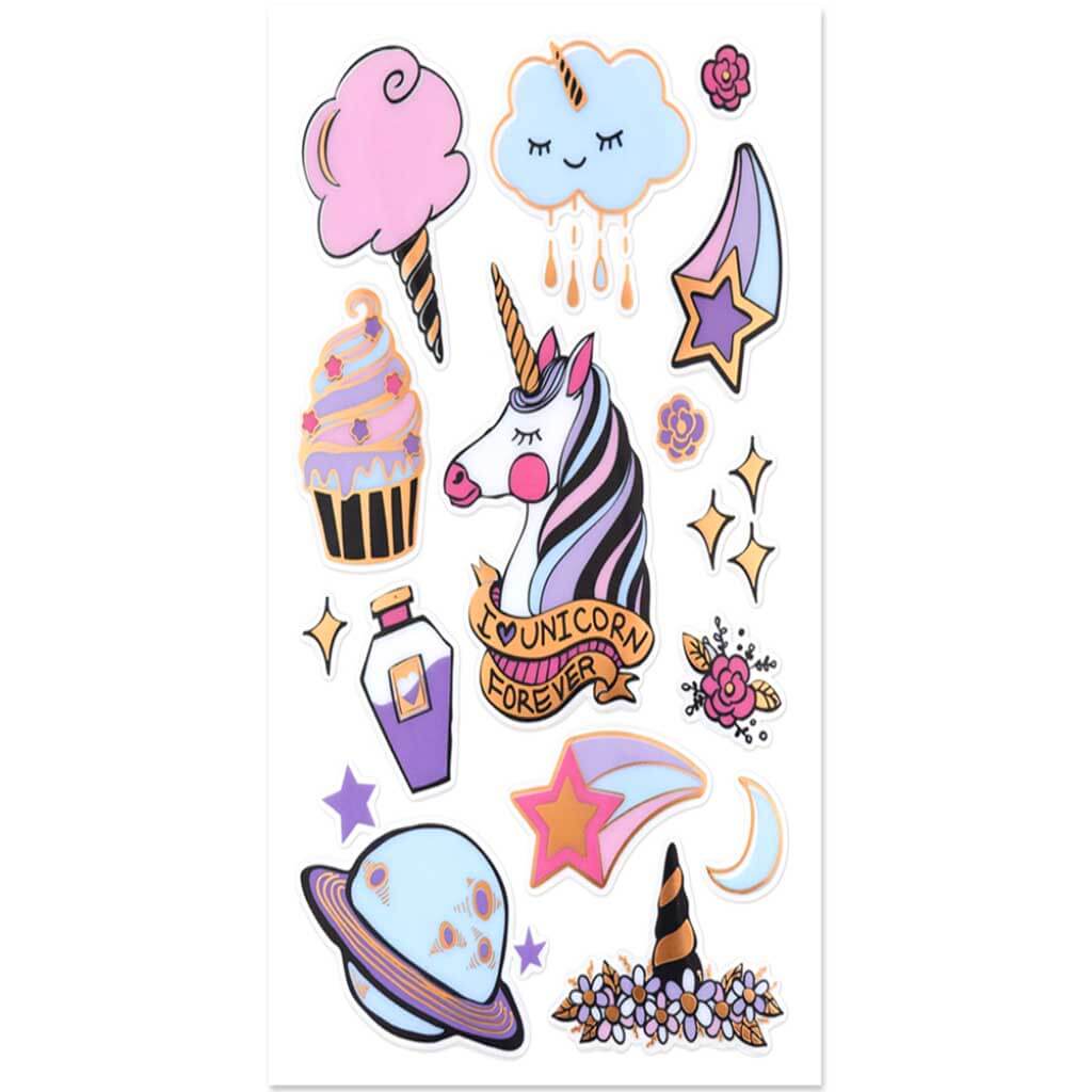 Paper Craft Sticker Foil Accents Unicorn Forever 5.5 x 8.25 Clear