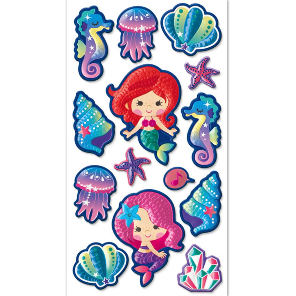 Paper Craft Sticker: 3D Sequin Puffy Mermaid 9.4cm x 17.5cm