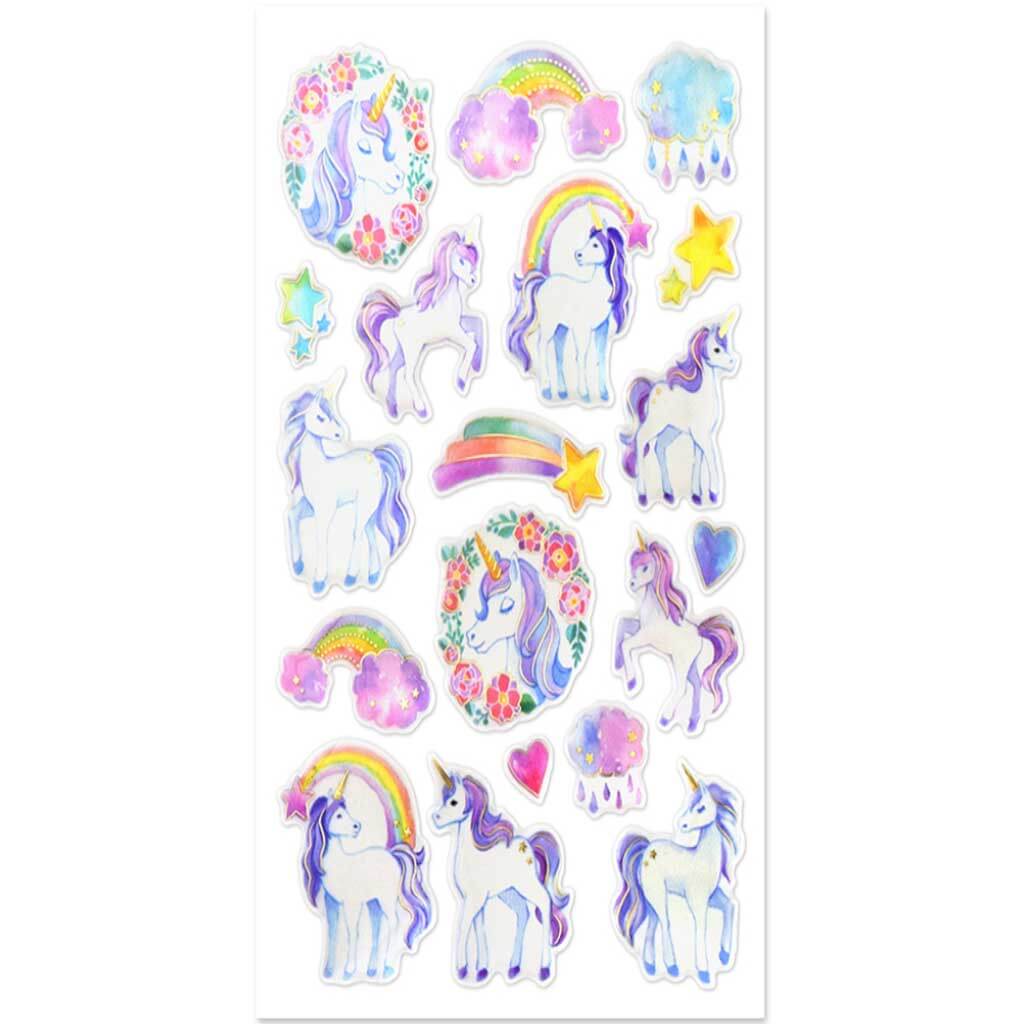 Paper Craft Sticker Foil Epoxy Unicorn 4in x 5.9in