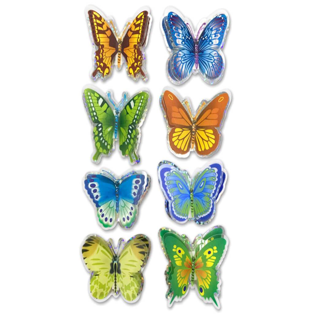 Handmade Stickers 3D Pop-Ups Foil Butterflies 12 x 17cm Multi