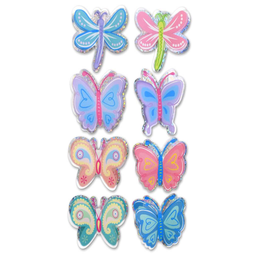 Handmade Stickers 3D Pop-Ups Foil Butterflies 12 x 17cm Pastel