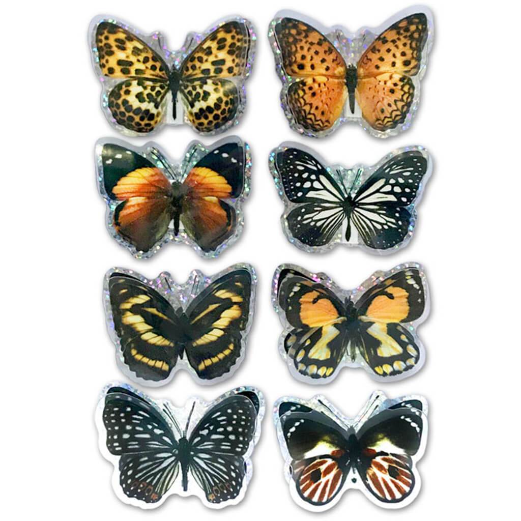 Handmade Stickers 3D Pop-Ups Foil Butterflies 12 x 17cm Monarch