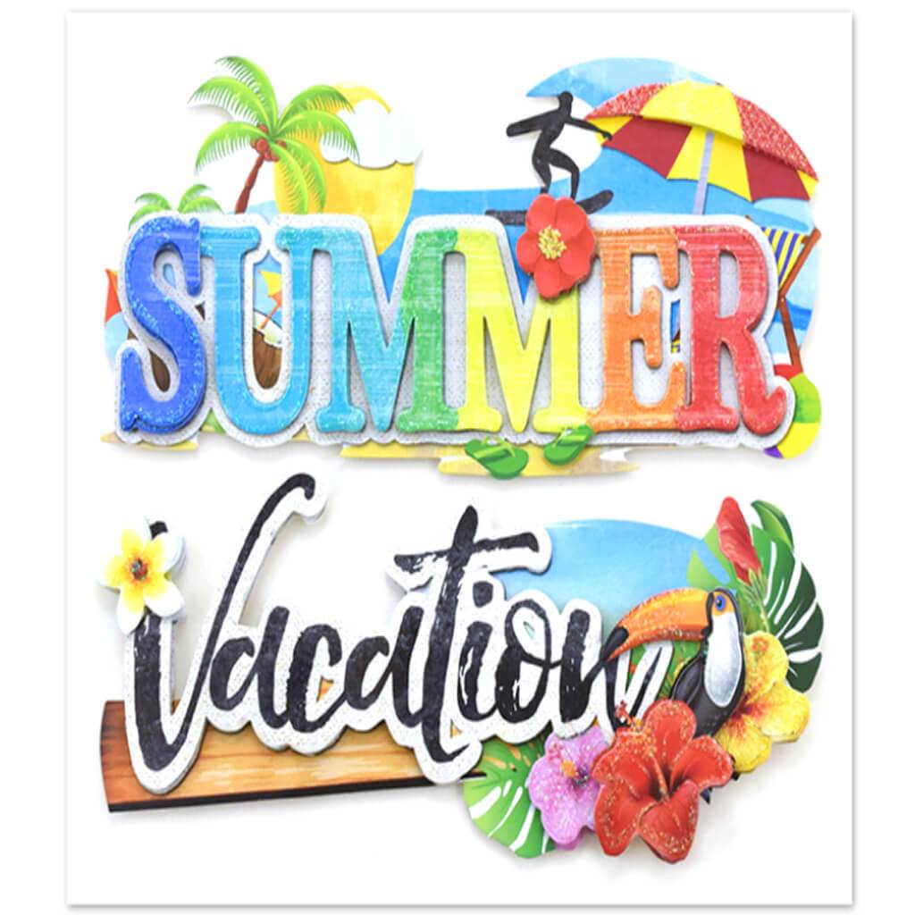 Handmade Sticker 3D Word Art Summer/Vacation 6 x 5in