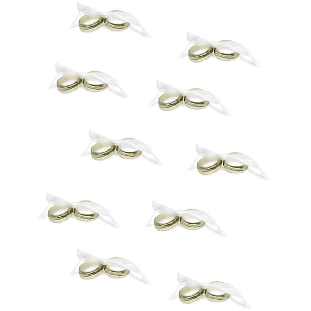 Wedding Ring Pairs with Satin Ribbon Bow 3/4in Gold