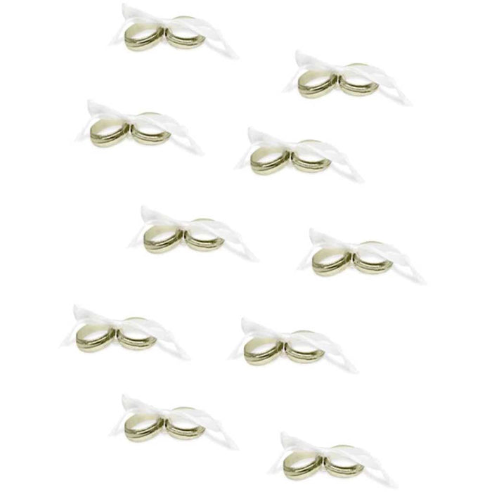 Wedding Ring Pairs with Satin Ribbon Bow 3/4in Gold
