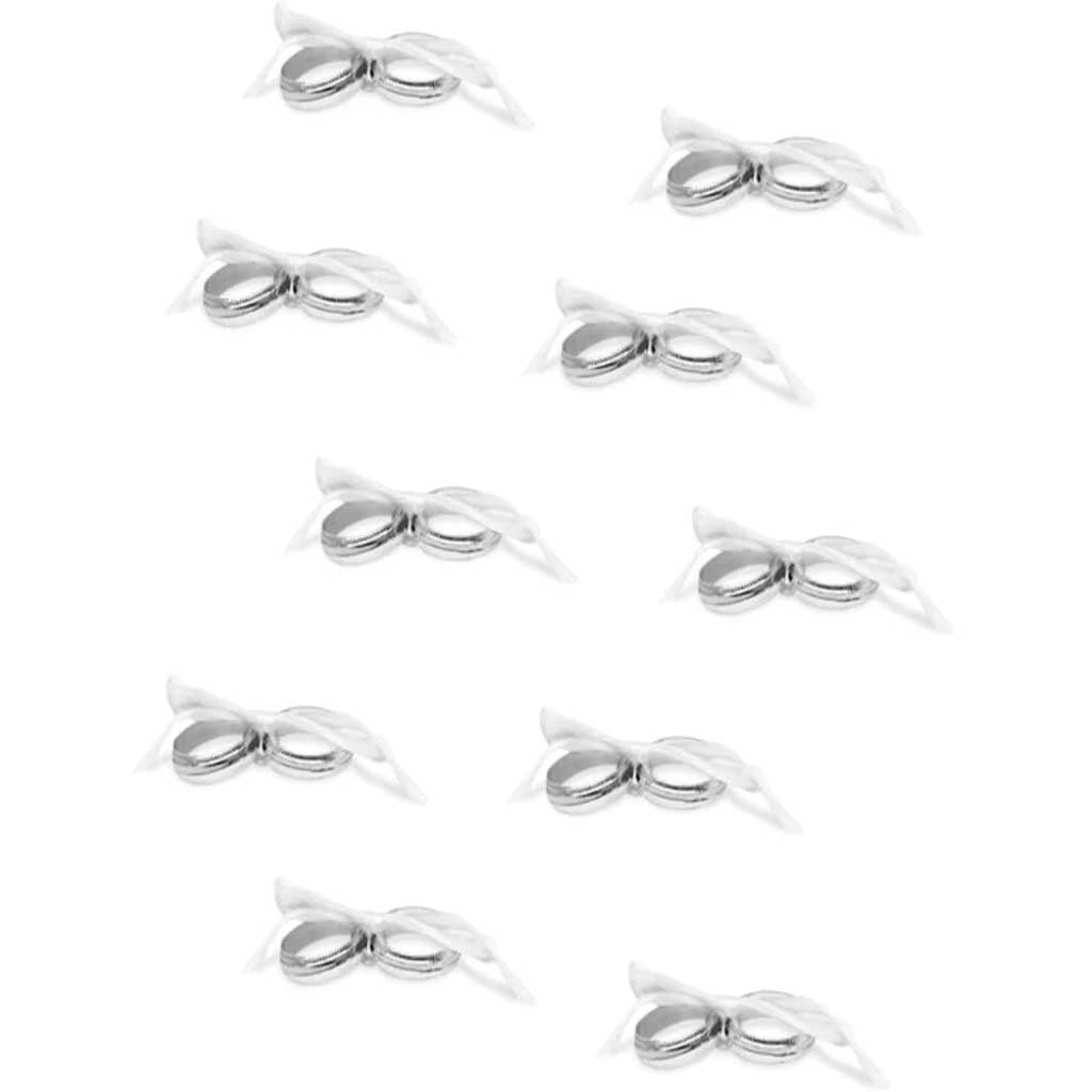 Wedding Ring Pairs with Satin Ribbon Bow 3/4in Silver