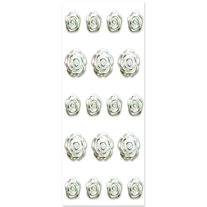 Bridal Bling 3D E Open Rose 7.2 x 12.5cm Silver