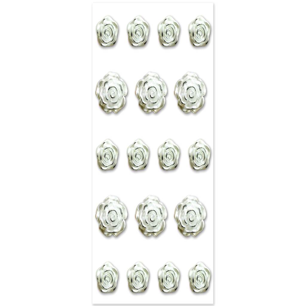 Bridal Bling 3D E Open Rose 7.2 x 12.5cm Silver