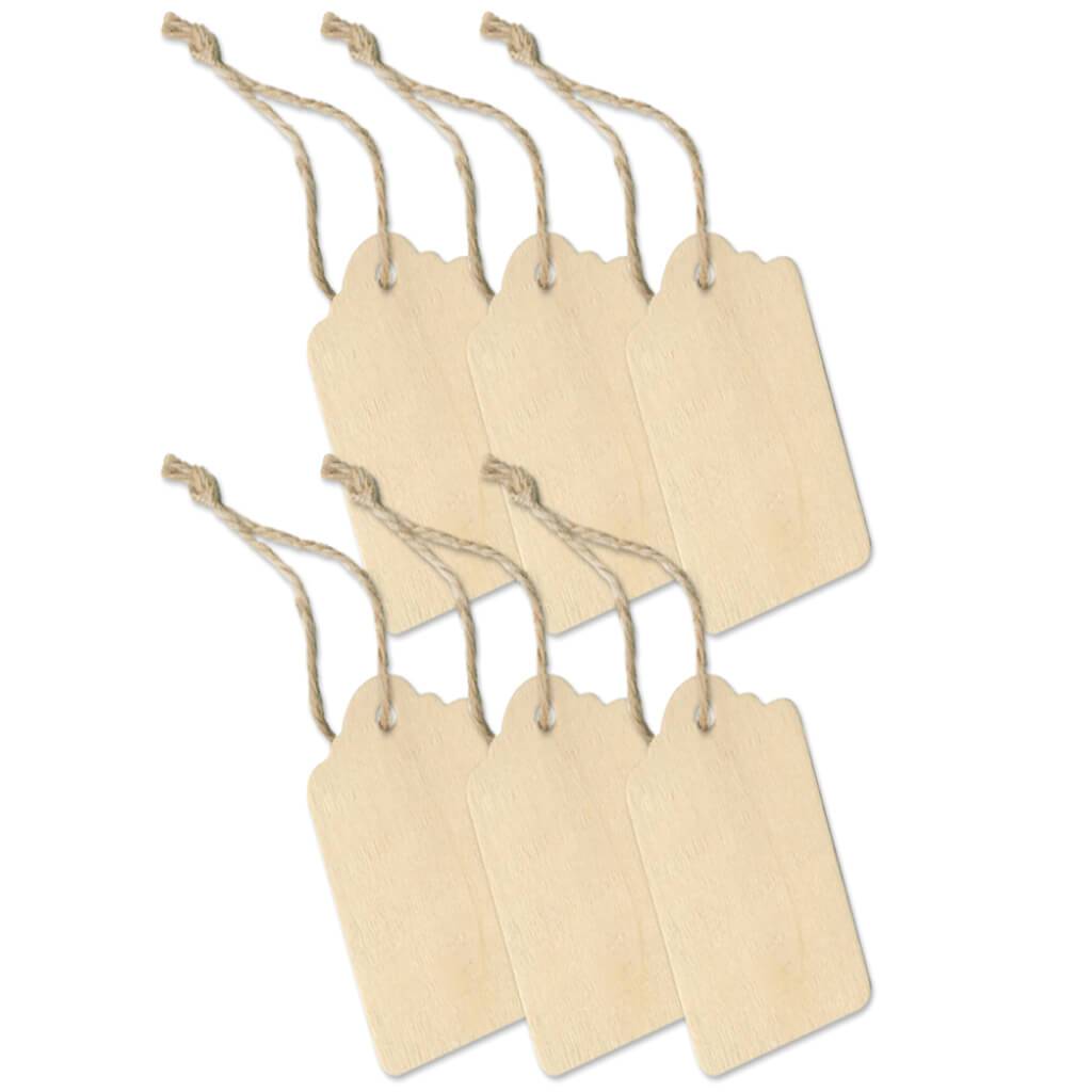 Wooden Tags with Jute Cord Luggage 6pc 5 x 8cm