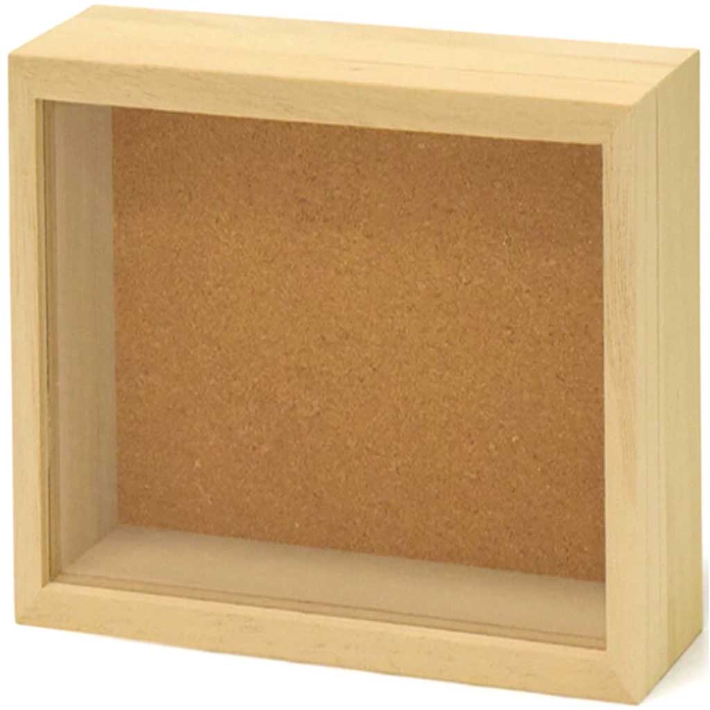 Natural DIY Keepsake Box with Window 6.4in x 1.9in x 4.25in