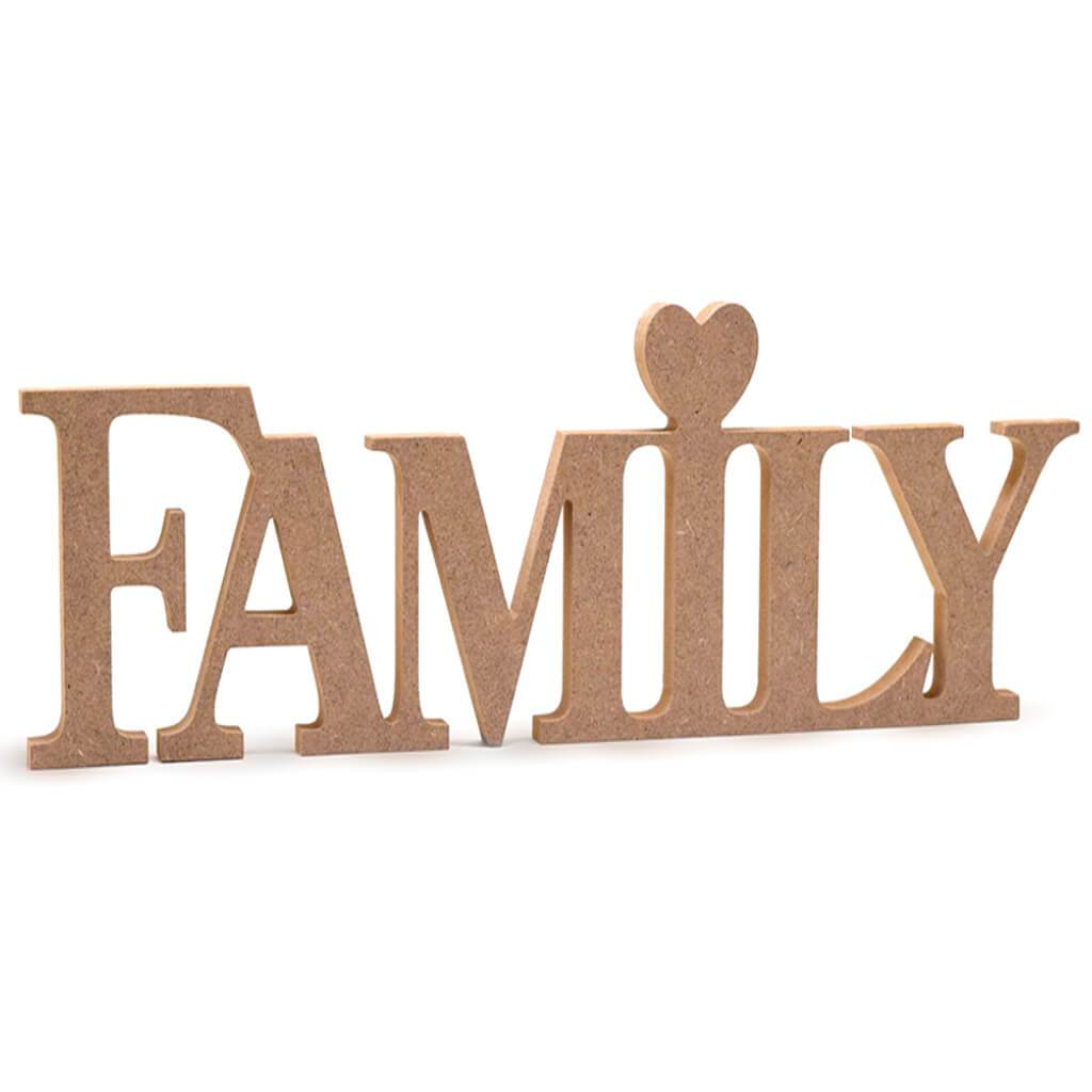 DIY Word Décor MDF Standing 12in Family