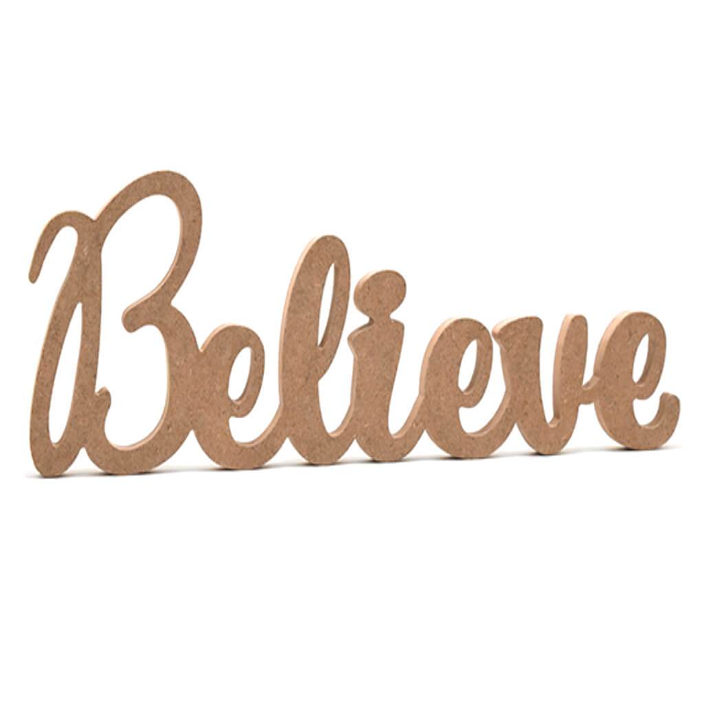 DIY Word Décor MDF Standing 12in Believe